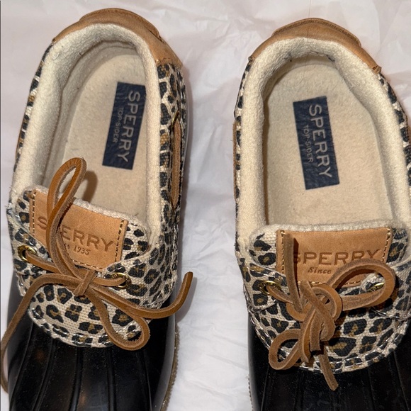 Sperry animal / cheetah Print waterproof Duck Shoes sz 6 1/2 rain boot winter - Picture 2 of 8